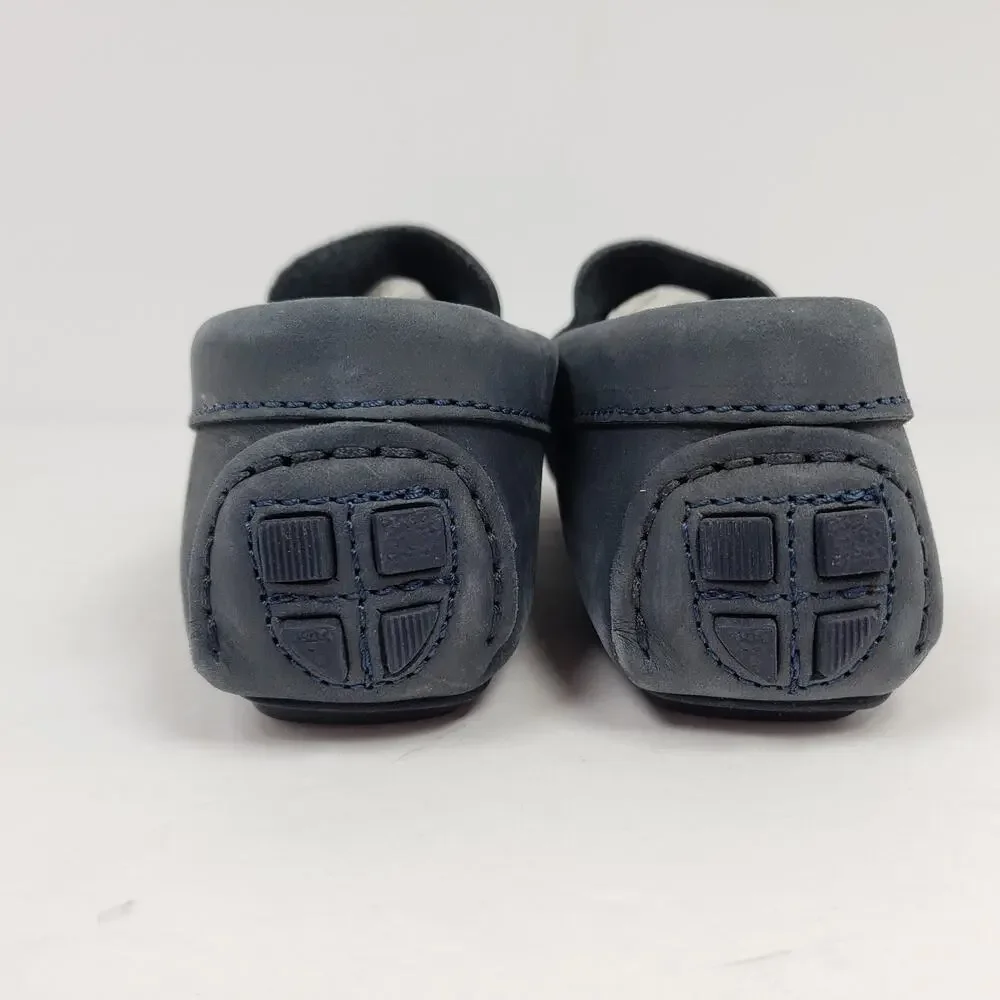 Jacadi Paris Boys Size EU 30 US 13 Navy Blue Leather Slip On Driving Loafer Shoe